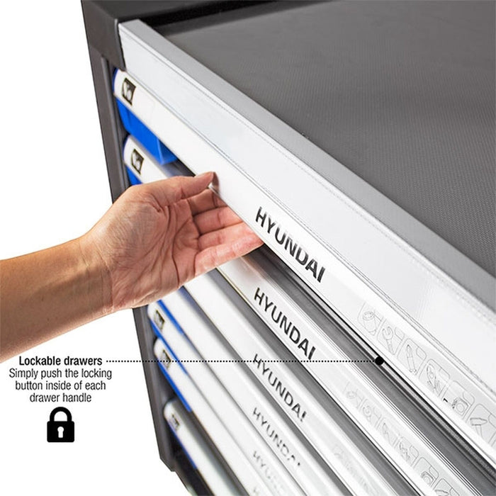 Hyundai 305 Piece 7 Drawer Caster Mounted Roller Premium Tool Chest Cabinet With