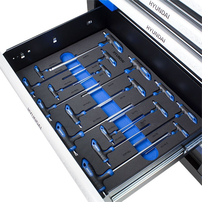 Hyundai 305 Piece 7 Drawer Caster Mounted Roller Premium Tool Chest Cabinet With