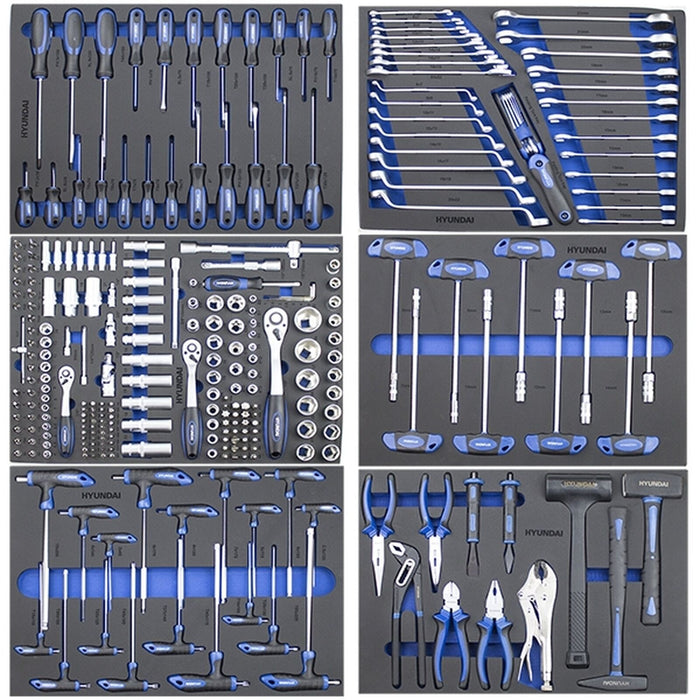 Hyundai 305 Piece 7 Drawer Caster Mounted Roller Premium Tool Chest Cabinet With