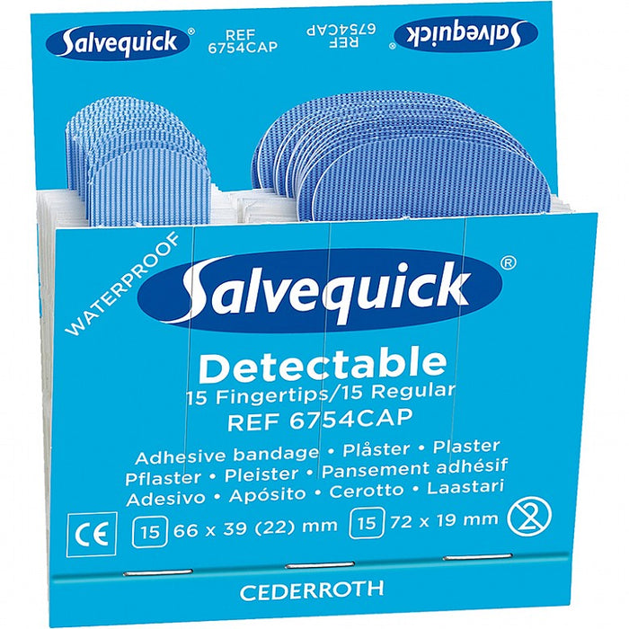 Salvequick Blue Detectable Plaster/Fingertips (Pack of 6)