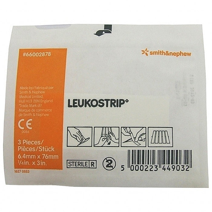 Leukostrip Skin Closures, 0.64x7.6cm (Pack of 3)