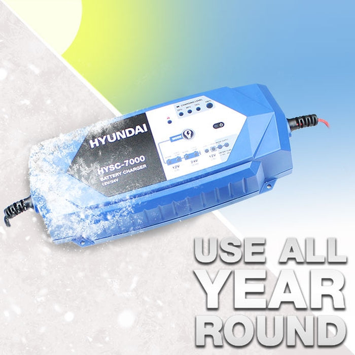 Hyundai SMART 24v and 12v Battery Charger | HYSC7000 | 1 Year Warranty