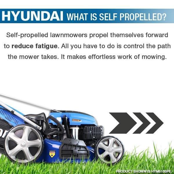 Hyundai Electric-Start Self-Propelled Petrol Roller Lawnmower | Hyundai 17"/43cm 139cc | 3 Year Platinum Warranty