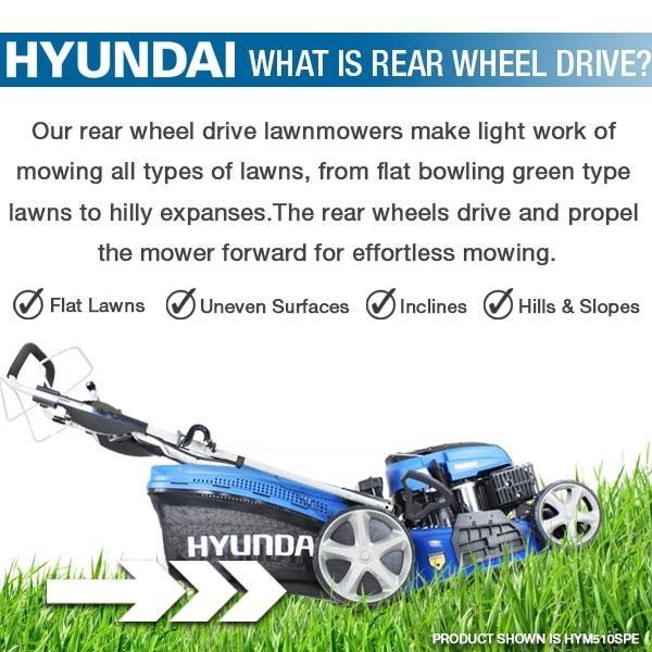 Hyundai Electric-Start Self-Propelled Petrol Roller Lawnmower | Hyundai 17"/43cm 139cc | 3 Year Platinum Warranty