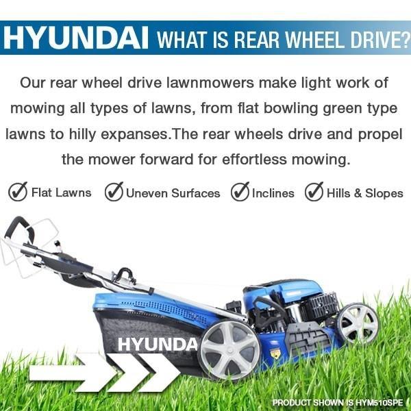 Hyundai Electric -Start Self- Propelled Petrol Roller Lawnmower | Hyundai 21"/53cm 196cc | 3 Year Platinum Warranty