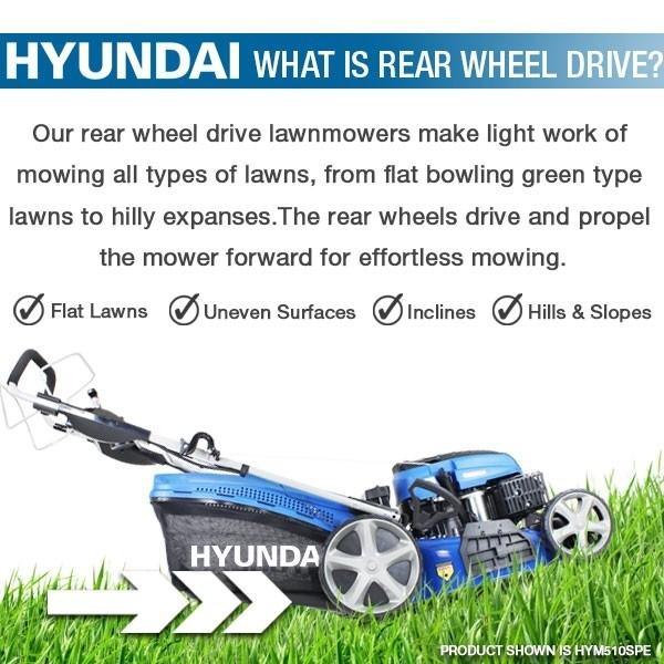 Hyundai Self-Propelled Petrol Lawnmower | Hyundai 17"/43cm 139cc | 3 Year Platinum Warranty